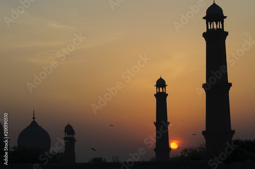 A sunset view behind the minarets 