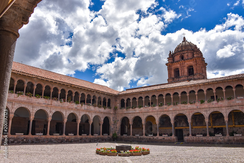 CUSCO, PERU - March 31, 2018: Convent of Santo Domingo Courtyard at Qoricancha Inca Ruins - Cusco, Peru photo