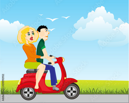 Man with woman on motorcycle