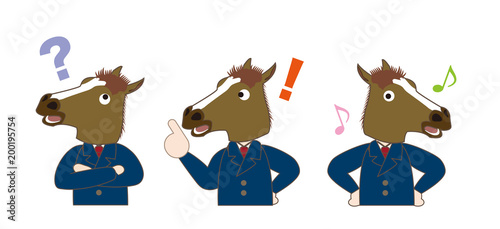 馬のビジネスマン・キャラクターセット
