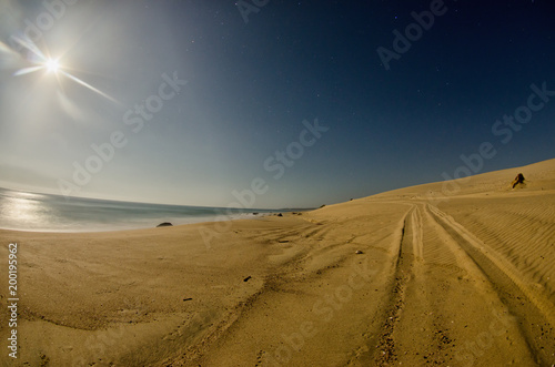 Sand dunes on the sea, Mexico.