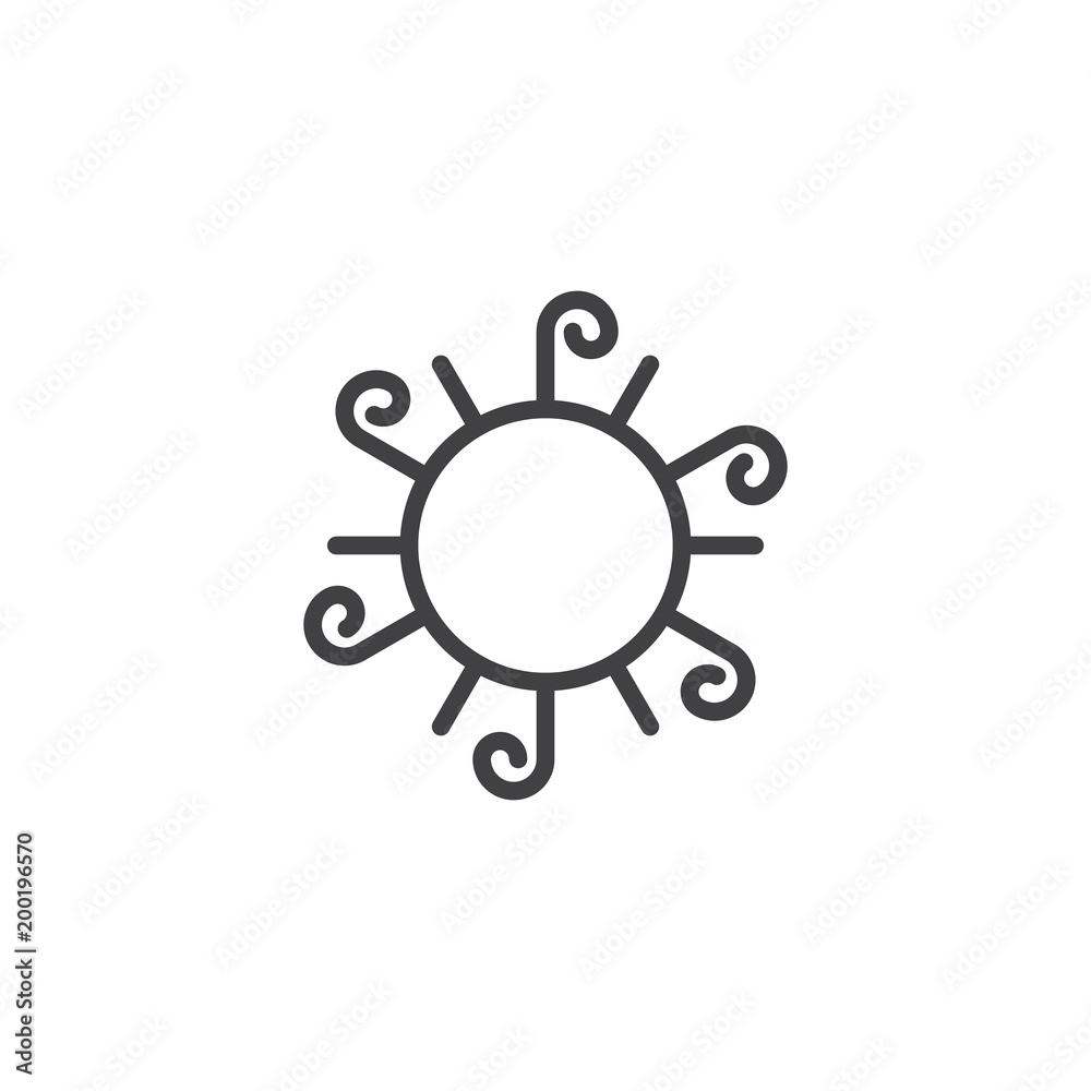 Spring sun outline icon. linear style sign for mobile concept and web design. Warm season simple line vector icon. Symbol, logo illustration. Pixel perfect vector graphics Spring sun outline icon. linear style sign for mobile concept and web design. Warm season simple line vector icon. Symbol, logo illustration. Pixel perfect vector graphics