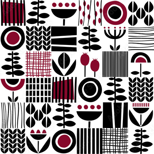 Folk art pattern in Scandinavian, Nordic style