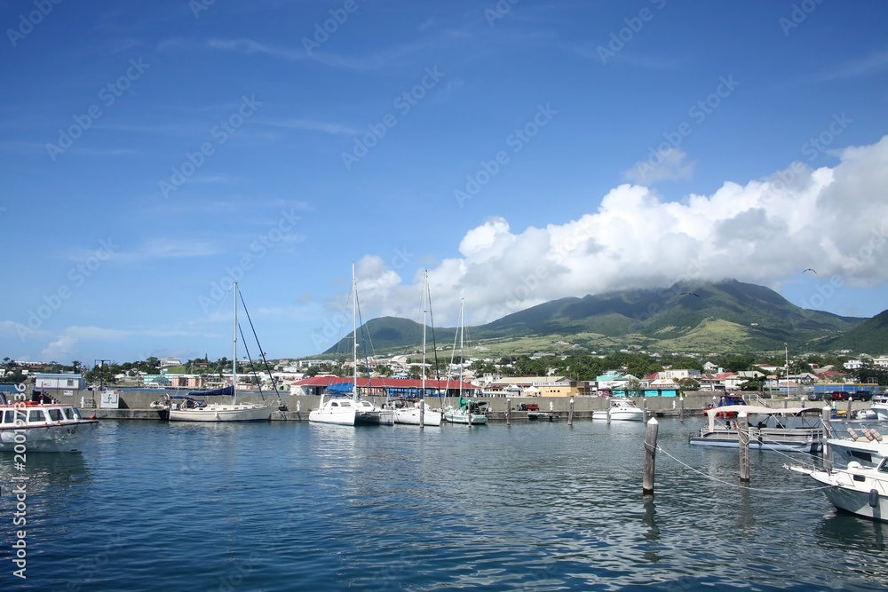 Harbour port & Marina of Basseterre, St Kitts, Leeward Islands, Caribbean.