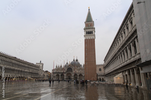 St Mark's Campanile bell tower on a Saint Mark's Square square in Venice, Italy