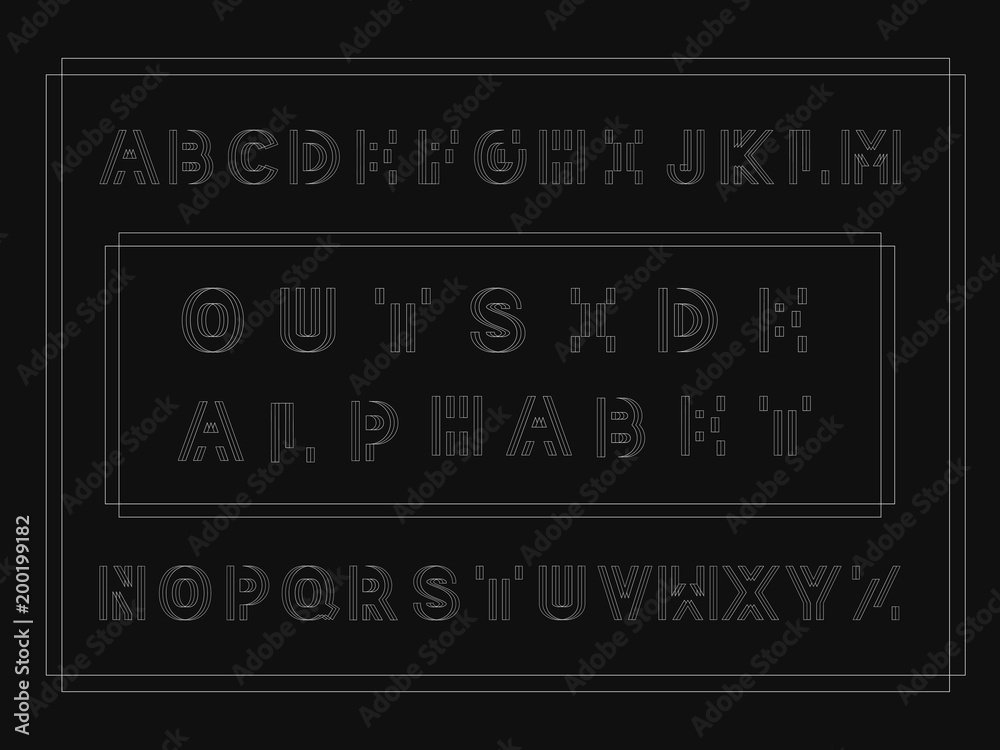 Outside bold font. Vector alphabet