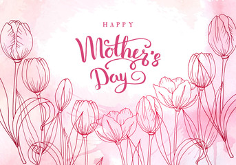 Happy mother's day. Greeting card with mother's day. Floral background.