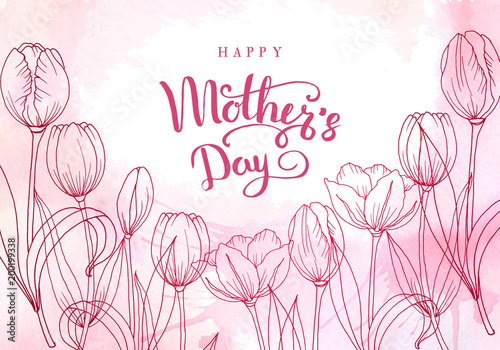 Happy mother's day. Greeting card with mother's day. Floral background.