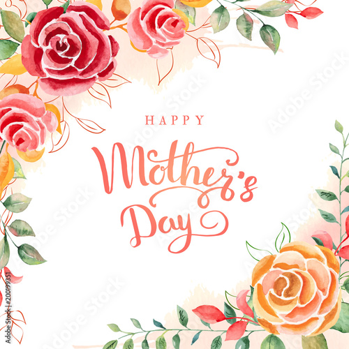 Happy mother's day. Greeting card with mother's day. Floral background.