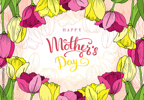 Happy mother's day. Greeting card with mother's day. Floral background.