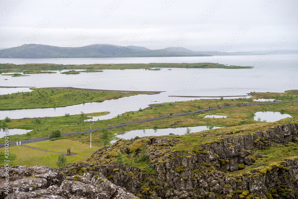 Þingvellir, where the European and American Plates meet.  Thingvellir National Park near Reykjavik, Iceland