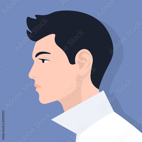 European profile of a man. Portrait of a guy. Avatar. Vector Flat Illustration