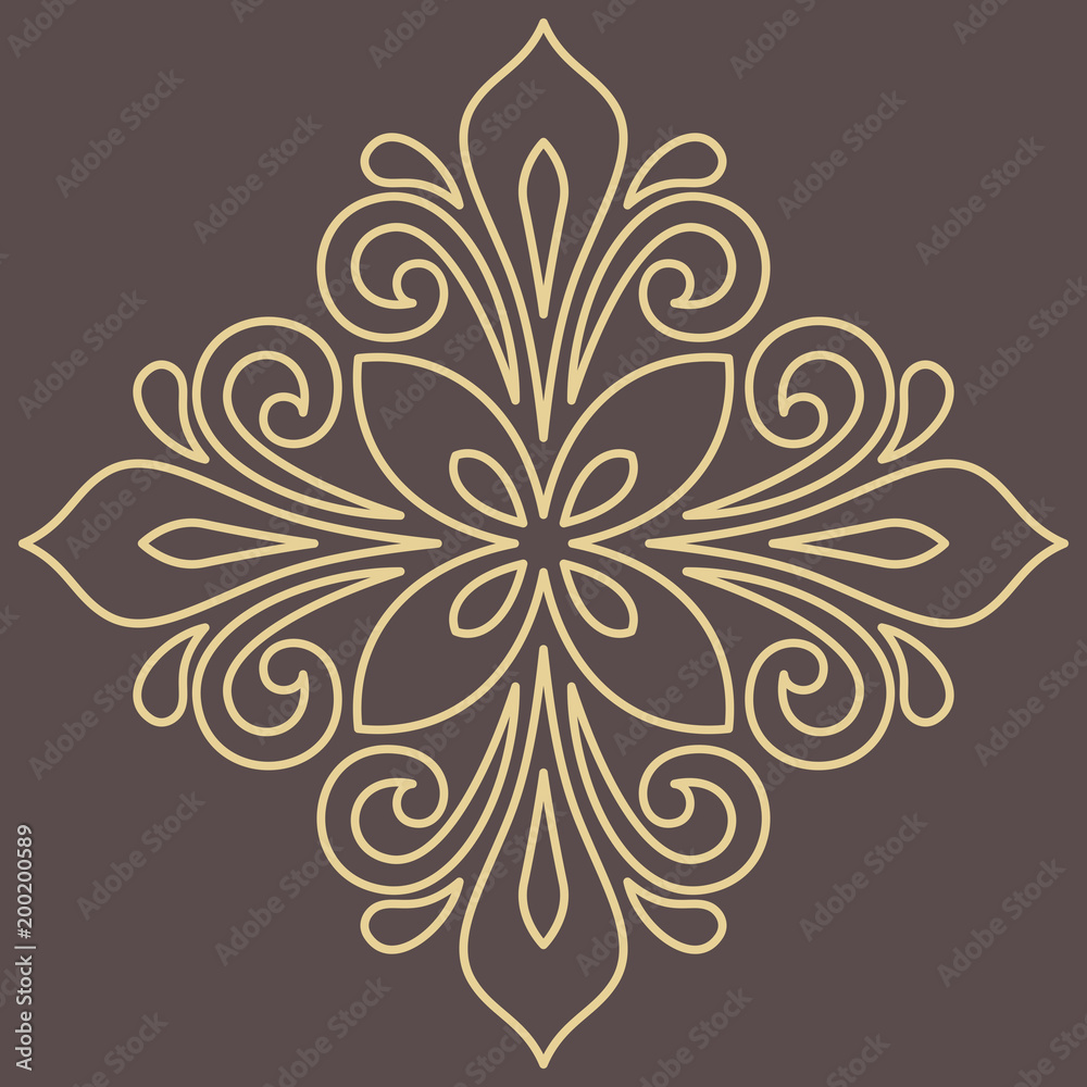 Oriental vector pattern with golden arabesques and floral elements. Traditional classic ornament. Vintage pattern with arabesques Oriental vector pattern with golden arabesques and floral elements. Traditional classic ornament. Vintage pattern with arabesques