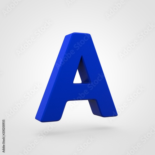 Plastic blue letter A uppercase isolated on white background.