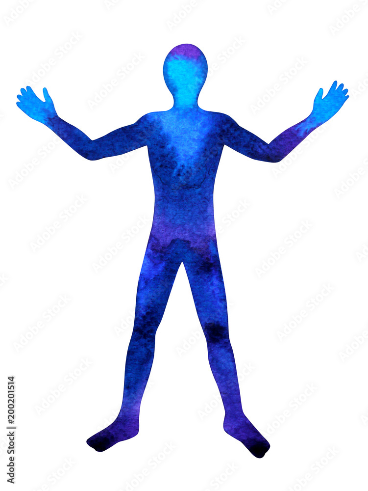 human standing hand up power pose, abstract body watercolor painting hand drawing human standing hand up power pose, abstract body watercolor painting hand drawing