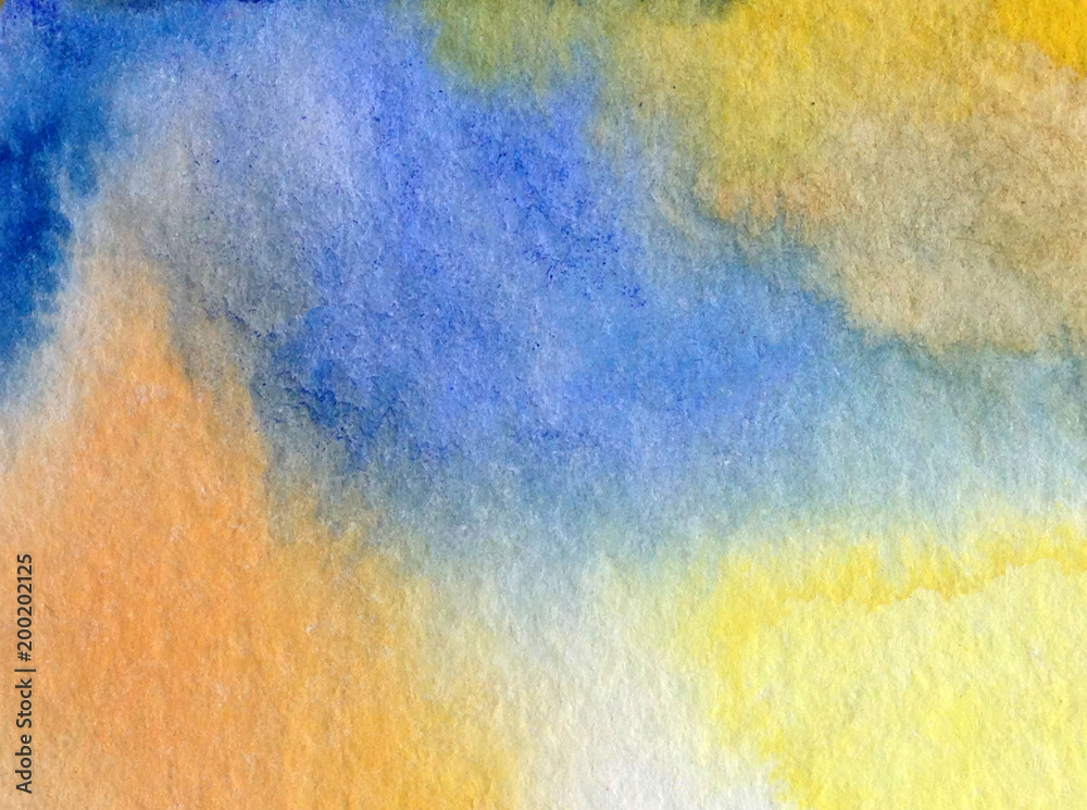Fototapeta premium watercolor art abstract background bright blurred textured decoration handmade beautiful colorful stains blot sky sunset rainbow creative 