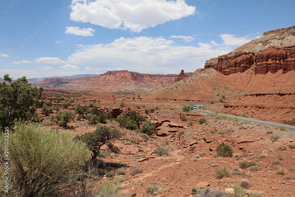 Road through Capitol Reef National Park. Utah. USA