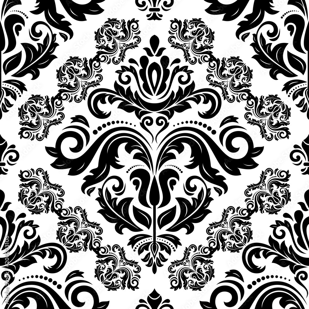 Orient vector classic black and white pattern. Seamless abstract background with vintage elements. Orient background. Ornament for wallpaper and packaging