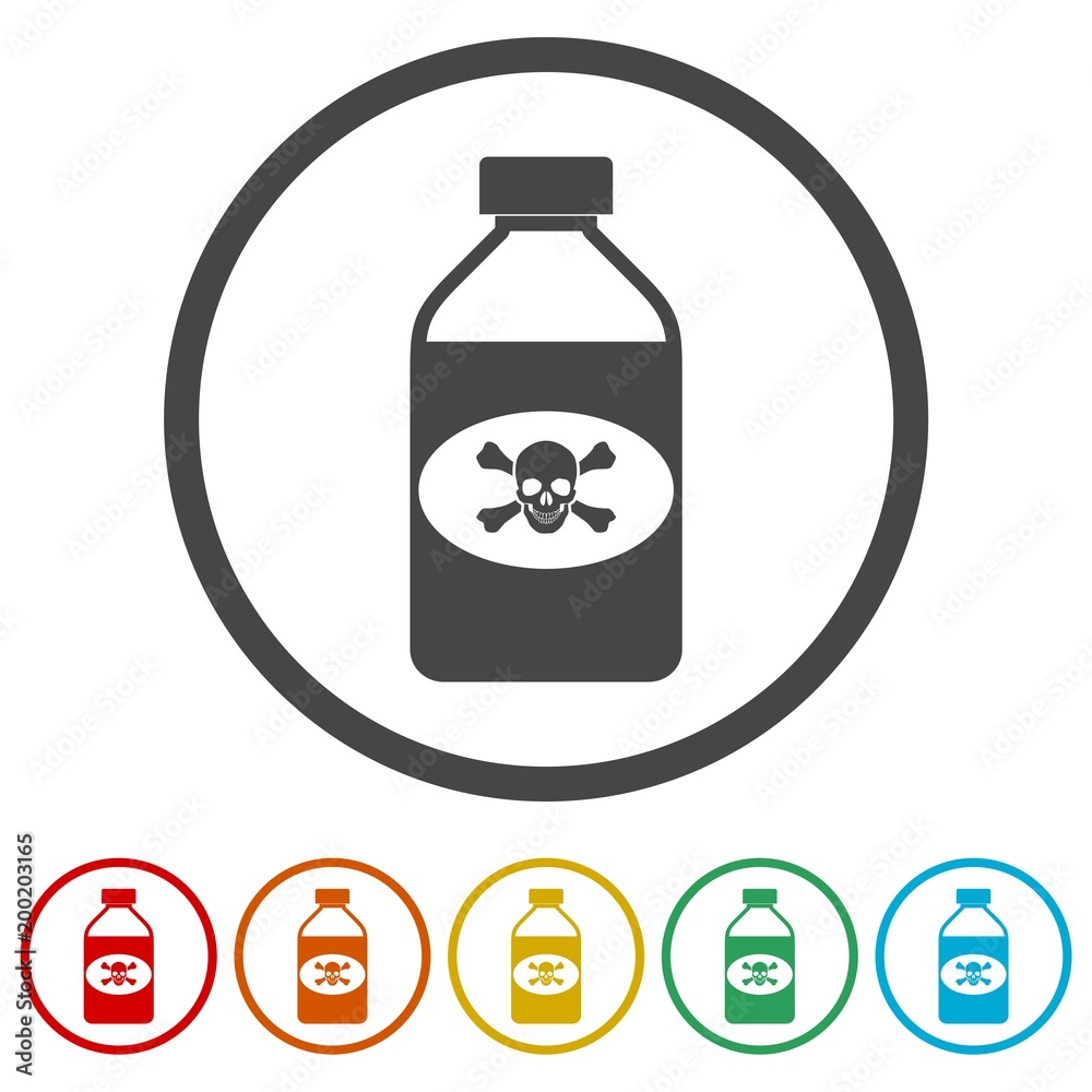Old drug bottle, Deadly poison in bottle, 6 Colors Included Old drug bottle, Deadly poison in bottle, 6 Colors Included
