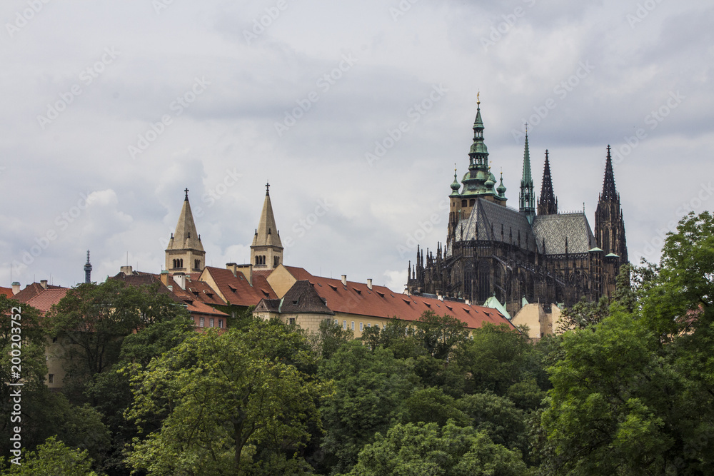 View of the Metropolitan Cathedral of Saints Vitus, Wenceslaus and Adalbert  is a Roman Catholic metropolitan cathedral in Prague.Czech Republic