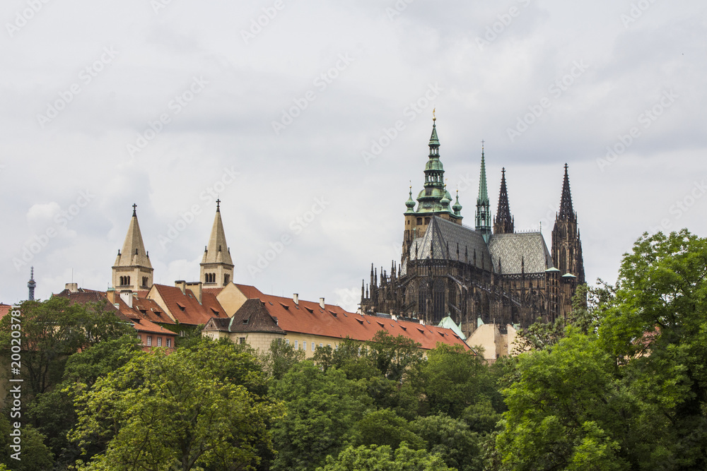 View of the Metropolitan Cathedral of Saints Vitus, Wenceslaus and Adalbert  is a Roman Catholic metropolitan cathedral in Prague.Czech Republic