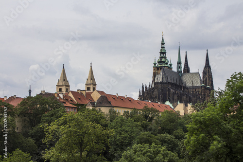View of the Metropolitan Cathedral of Saints Vitus, Wenceslaus and Adalbert is a Roman Catholic metropolitan cathedral in Prague.Czech Republic