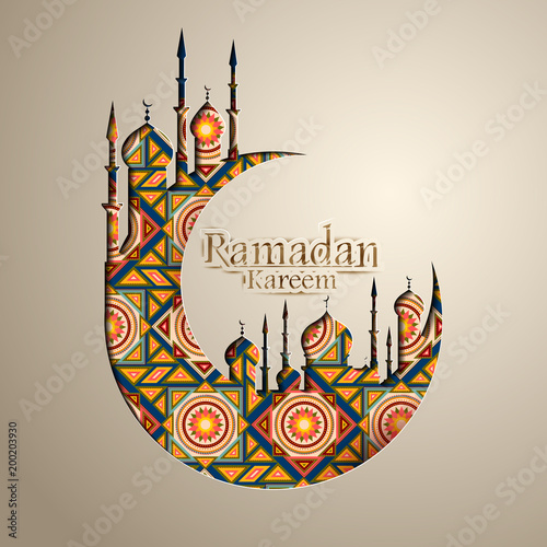 Islamic celebration background with text Ramadan Kareem