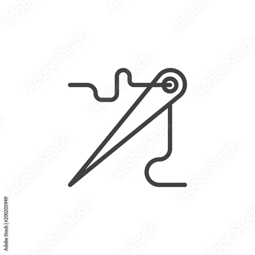 Needle and thread outline icon. linear style sign for mobile concept and web design. Needle for sewing simple line vector icon. Symbol, logo illustration. Pixel perfect vector graphics