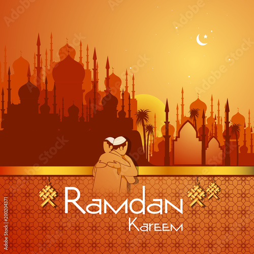 Islamic celebration background with text Ramadan Kareem