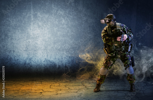 A soldier with virtual real...