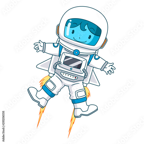 Cartoon character of astronaut floating, Vector illustration.