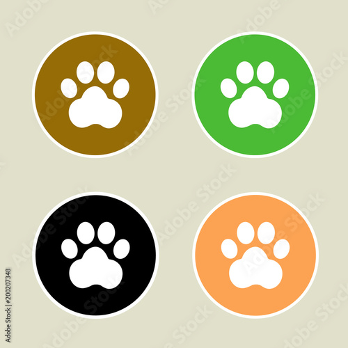 Dog paw sign icon set