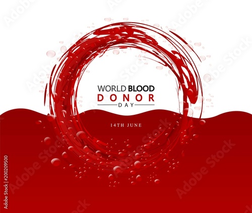 Creative Blood Donor Day motivation information donor poster. Vector illustration of Donate blood concept for World blood donor day-June 14. Medical design elements.Flyer with Red Drops.