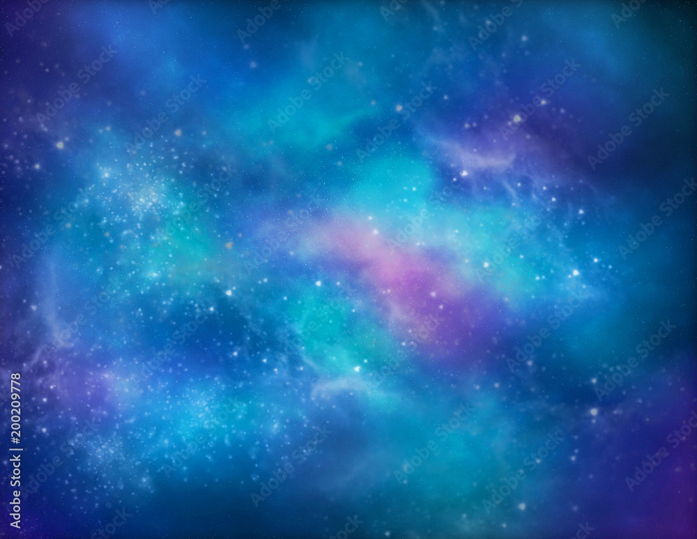 Fototapeta premium Galaxy blue sky with stars and nebulas.