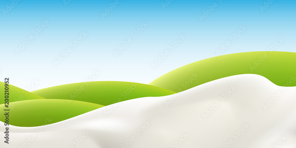 Milk splash advertising poster. Vector mock-up of pouring milk realistic illustration for label ads design