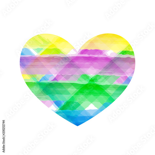 Vector illustration of a Heart with a Watercolor stripped textur