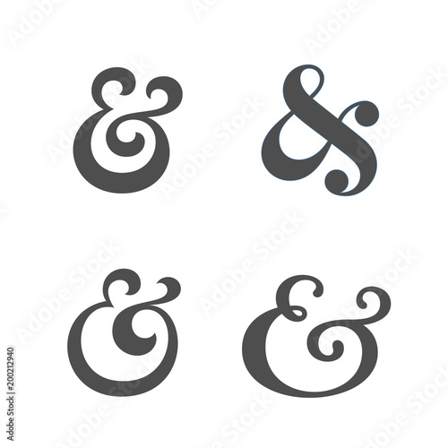 Collection of elegant and stylish custom ampersand. Decoration