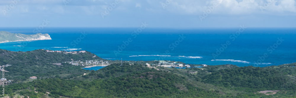 The Caribbean Island Antigua, view from above, panorama