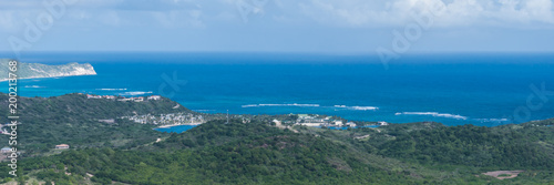 The Caribbean Island Antigua, view from above, panorama