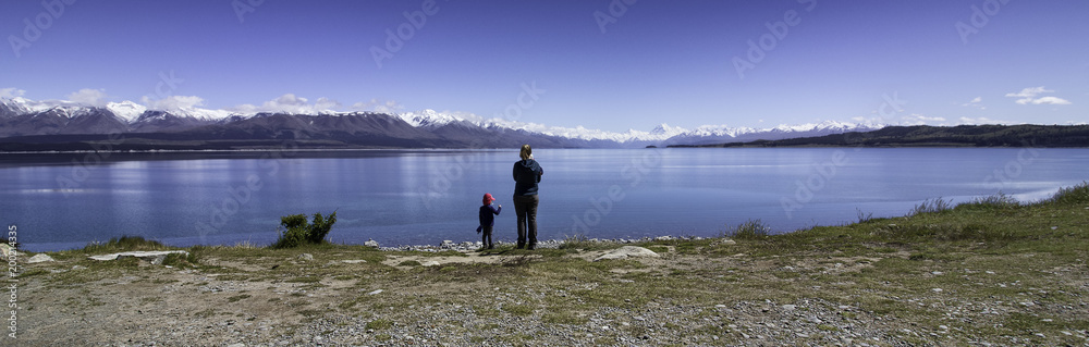 LAke tekapo new zealand southern Alps travel along road by camper