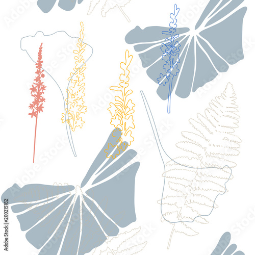 Floral botanical vector seamless pattern with hand drawn agrimony herb flower...