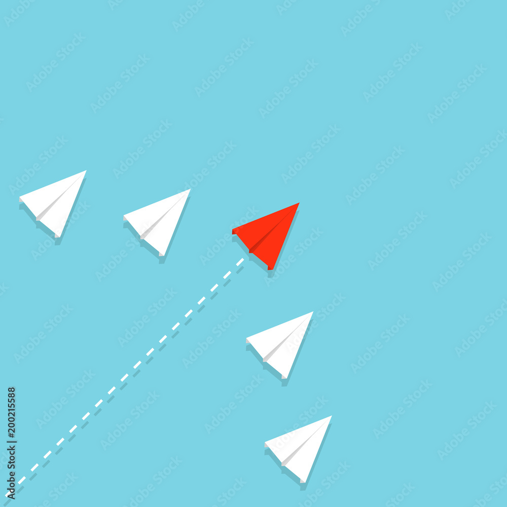 Creative vector illustration of crowd paper plane. Concept of leadership, teamwork and courage. Art design infographic. Abstract graphic element. Handmade aviation. Outstanding journey airplane. Creative vector illustration of crowd paper plane. Concept of leadership, teamwork and courage. Art design infographic. Abstract graphic element. Handmade aviation. Outstanding journey airplane.