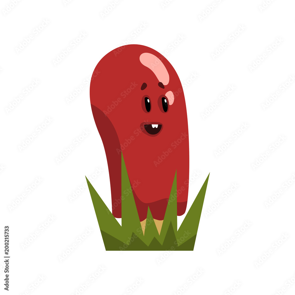 Fototapeta premium Cute happy mushroom character with funny face vector Illustration on a white background