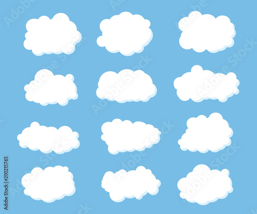 Creative vector illustration of fluffy sky clouds isolated on background. Art design set. Abstract concept graphic element