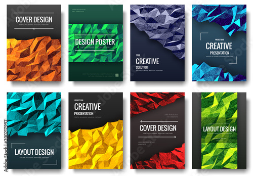 Set of polygonal ornament illustration concept.  Geometric art, technology, poster, book, brochure, abstract, ottoman motifs, element. Vector decorative ethnic greeting card or invitation background