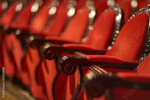 rows of red chairs