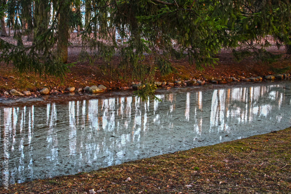 Ice under water in the Petersburg canals in the spring Ice under water in the Petersburg canals in the spring