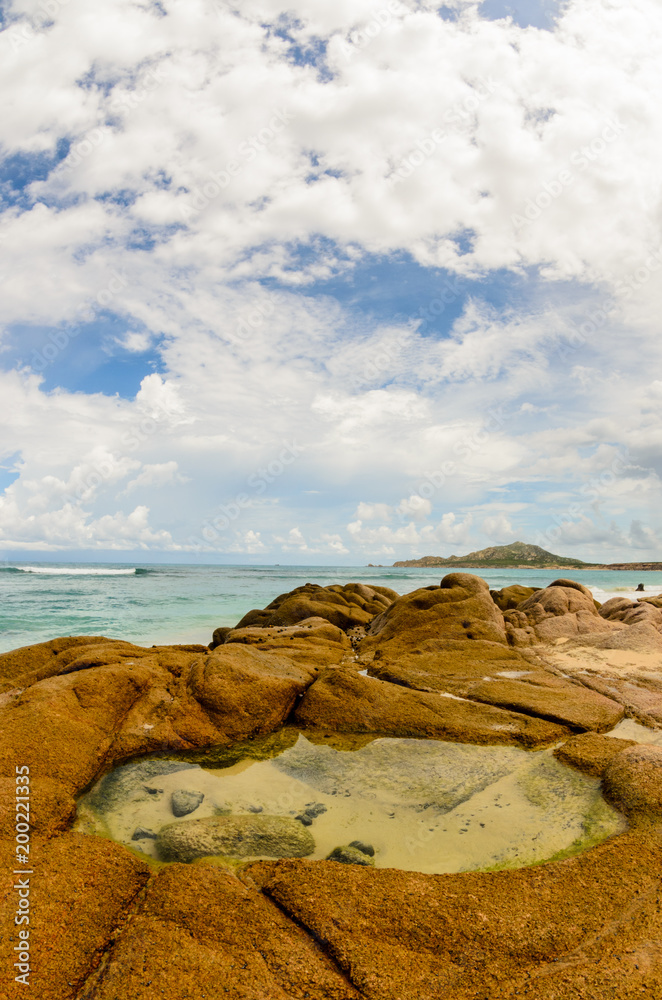 Obraz premium Scenics from the bay of Cabo Pulmo, where the desert meets the sea, Baja California sur Mexico.