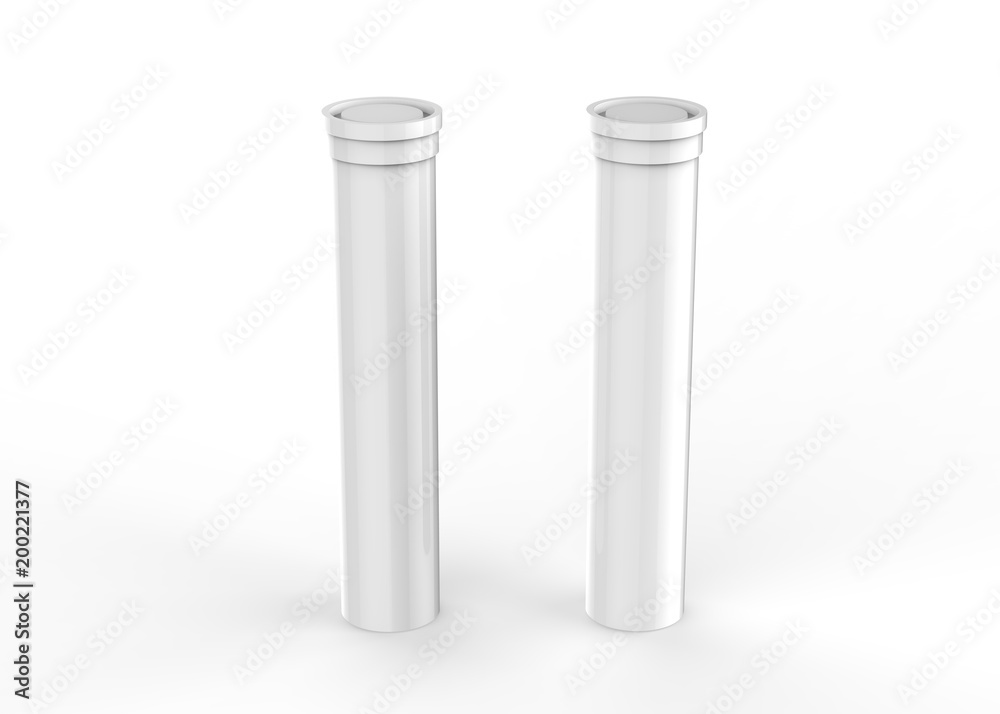 Effervescent Tablets Tube Mock-up On Isolated White Background, 3D Illustration Effervescent Tablets Tube Mock-up On Isolated White Background, 3D Illustration