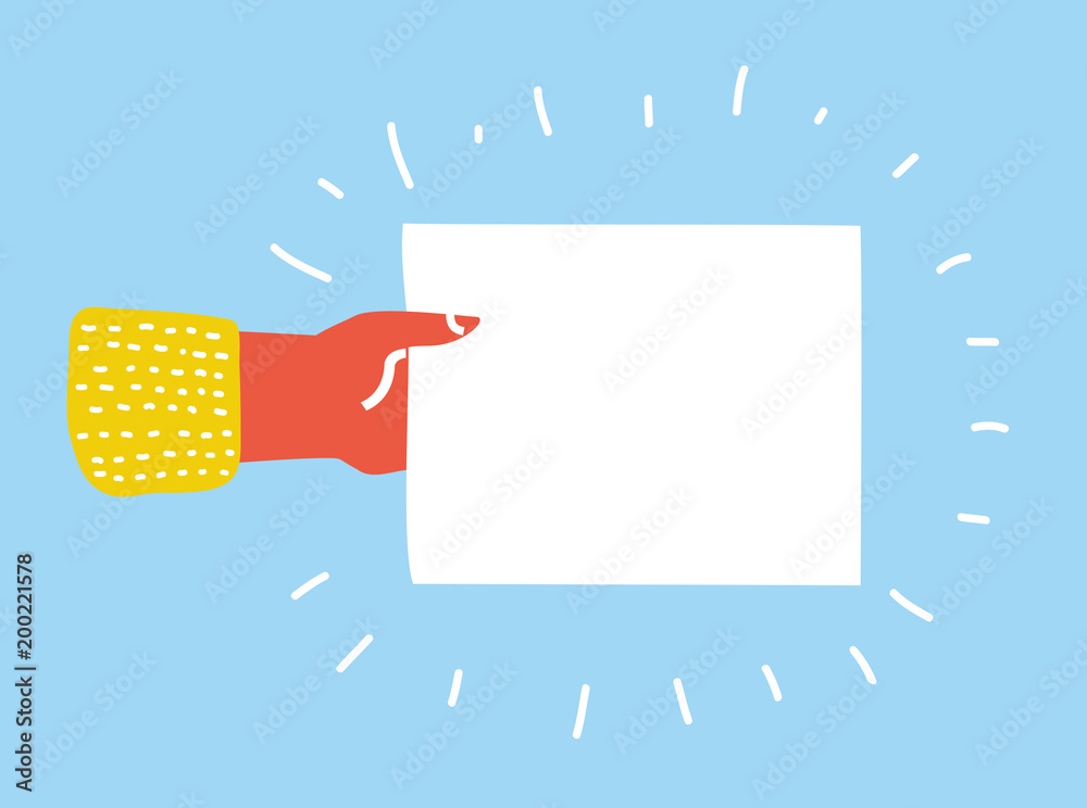Hand holding blank sheet of paper template blank sheet of paper mock 